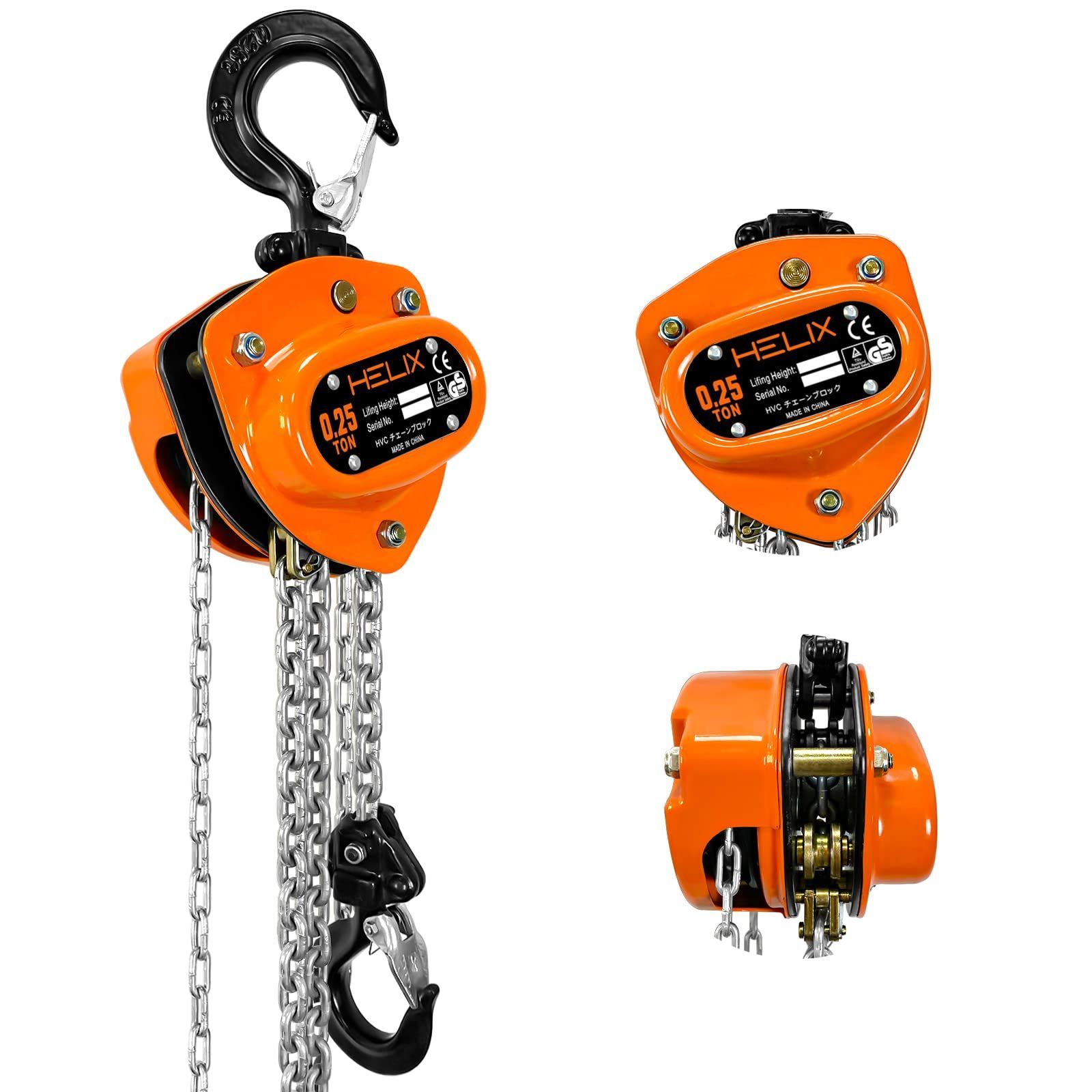 チェーンブロック 0.25t 2.5m チェーンホイスト レバーホイスト 荷締機 HELIX 手動 吊り上げ 250kg チェーンローラー HVC-025