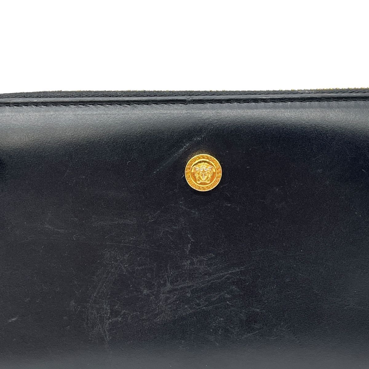 ♪2937 VERSACE ヴェルサーチ メデューサ ラウンドジップ 長財布