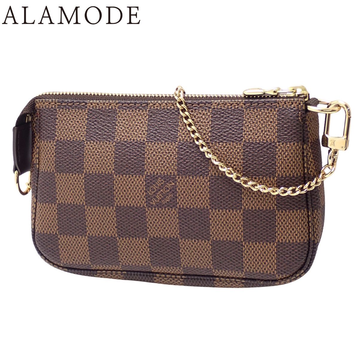 LOUIS VUITTON ルイ ヴィトン ダミエ エベヌ ミニ･ポシェット･アクセソワール ポーチ 小物入れ メイクポーチ 化粧ポーチ ミニバッグ ダミエキャンバス ブラウン茶 ゴールド金具 N58009 レディース 40802141199 アラモード