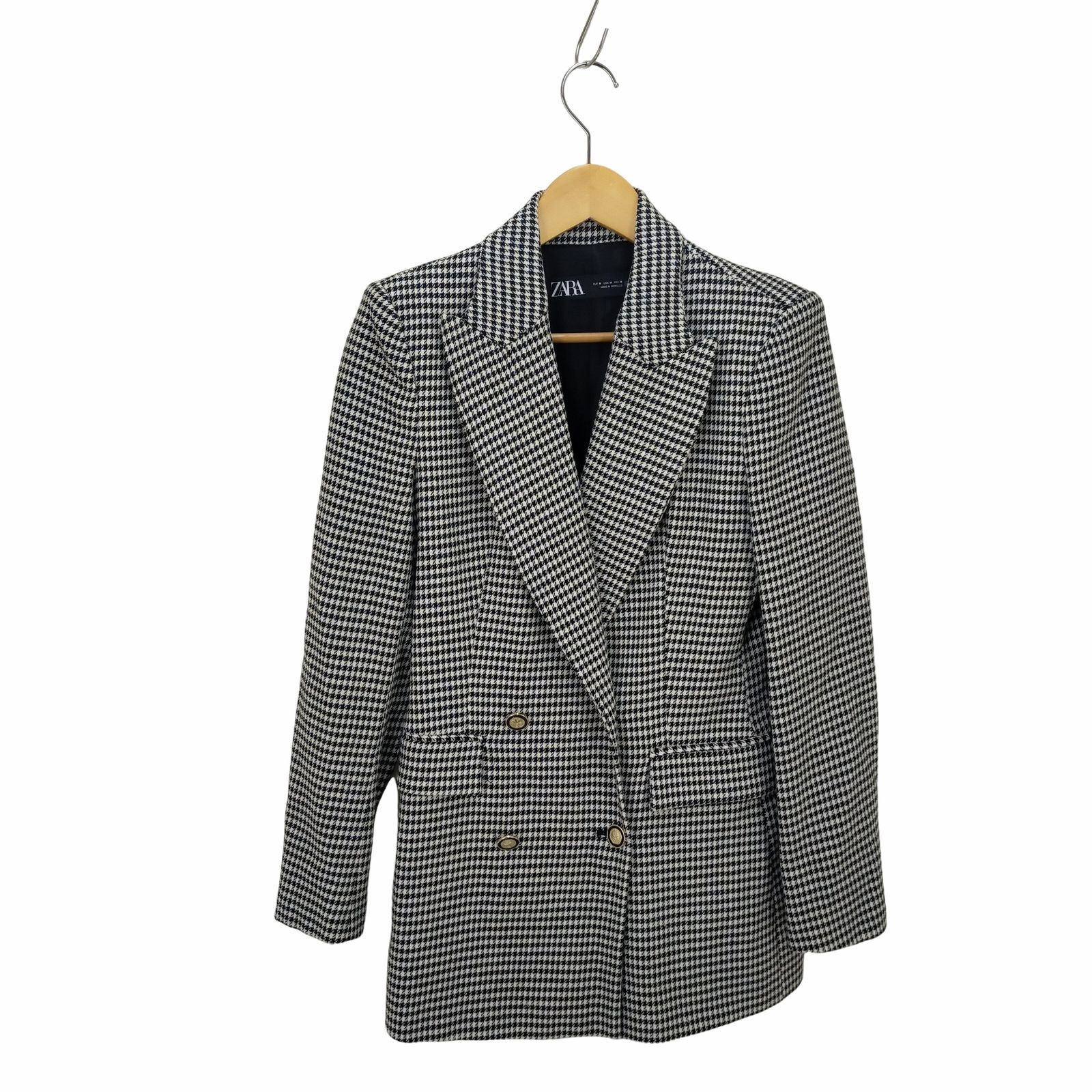 ザラ ZARA HOUNDSTOOTH DOUBLE-BREASTED BLAZER 千鳥格子4Bダブル 