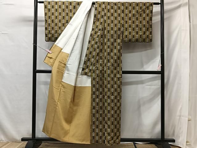 平和屋着物○上質な紬 格子 正絹 逸品 AAAZ3238np 平和屋着物○上質