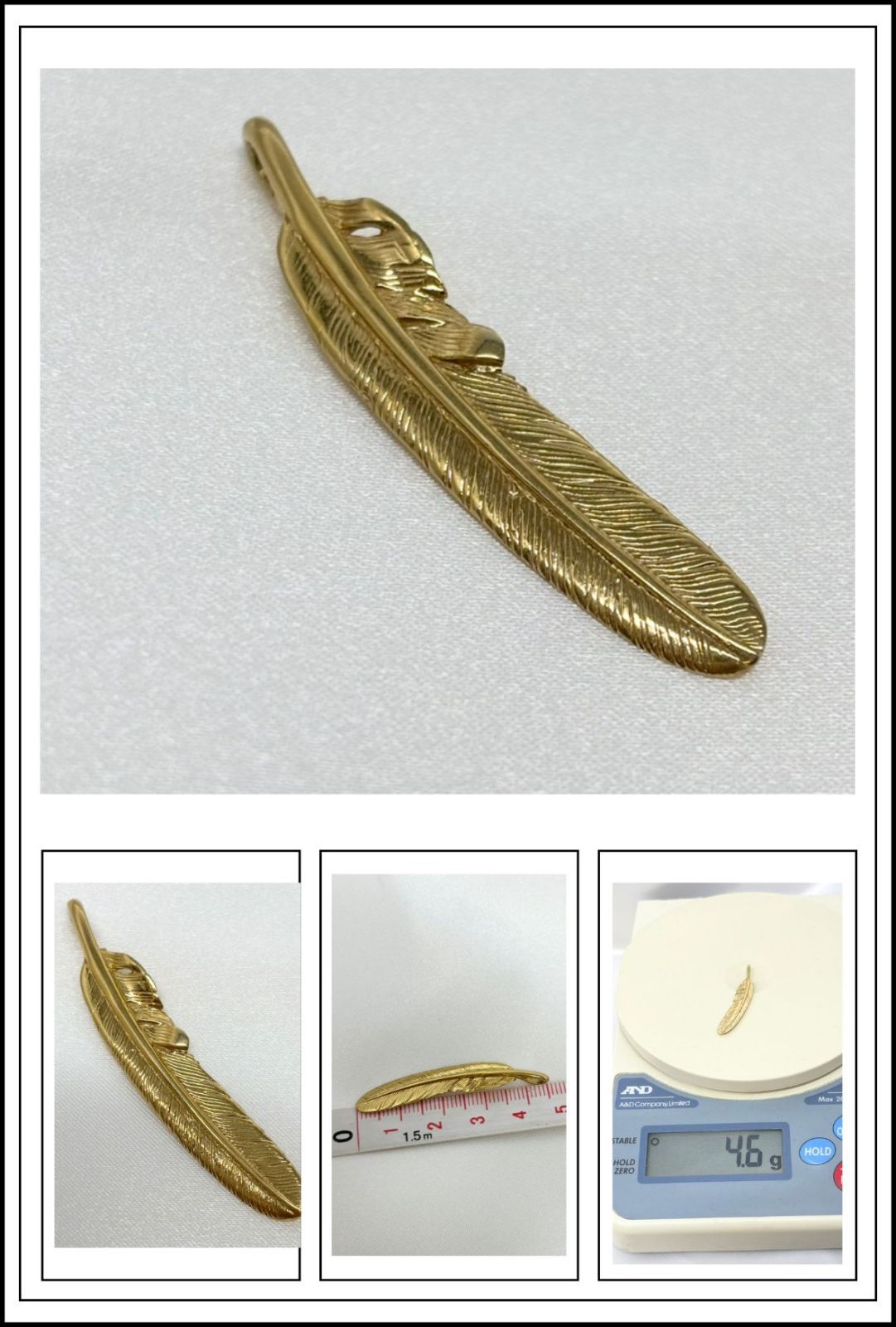 K18 羽型　ブローチ　4g 18金 K18 Big Feather Pendant ビッグ フェザー 羽 18金ペンダント