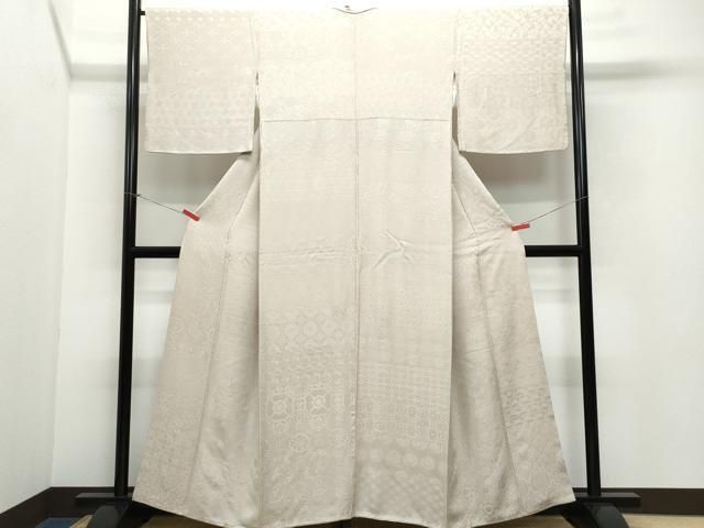 平和屋着物●上質な色無地　名物裂　百柄　灰梅色　ますいわ屋扱い　正絹　逸品　CAAV6735vf 平和屋着物○上質な色無地 名物裂 百柄 灰梅色 ますいわ屋扱い 正絹