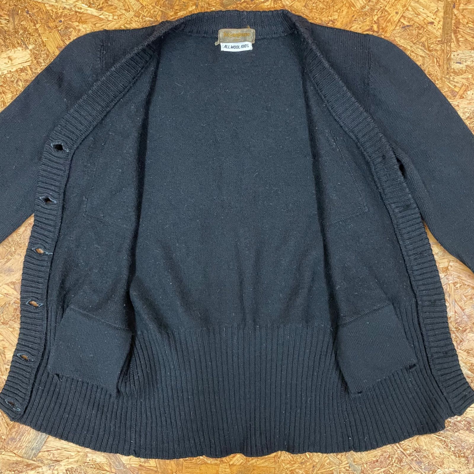 Yves Saint Laurent サンローラン リブニットカーディガン YVES SAINT LAURENT ニット カーディガン 2 ブラック イブサン