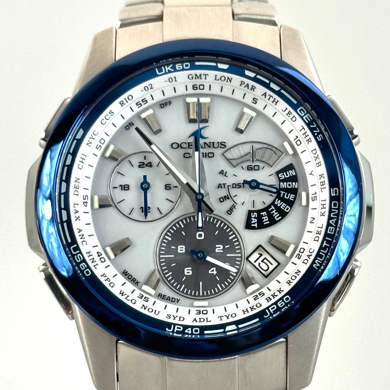 カシオ CASIO オシアナス OCEANUS OCW-M700TCJ-7AJF 電波ソーラー クロノグラフ デイト表示 白 チタニウム - メルカリ