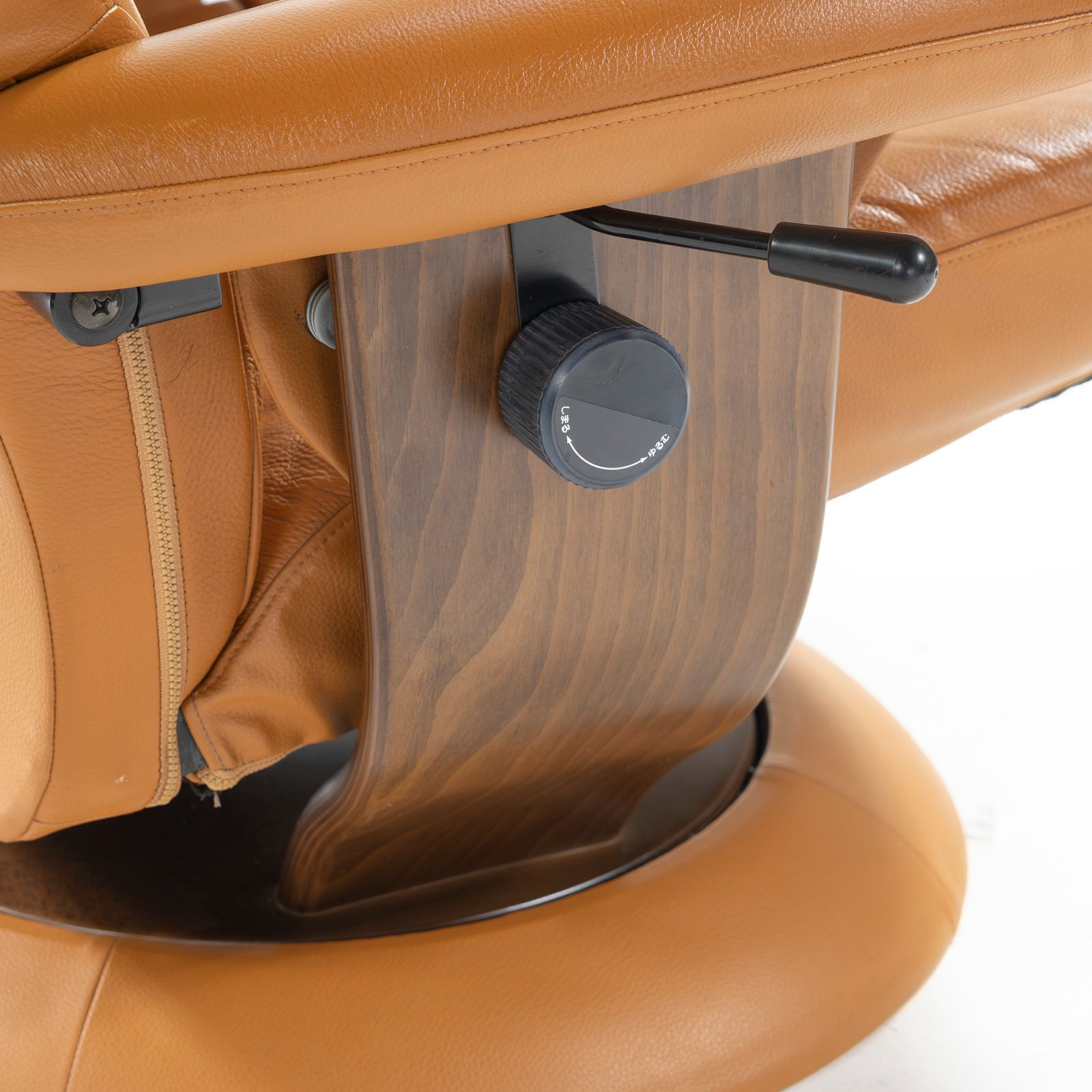 リクライニング 回転 シングルソファ 茶 革 オットマン リクライニング