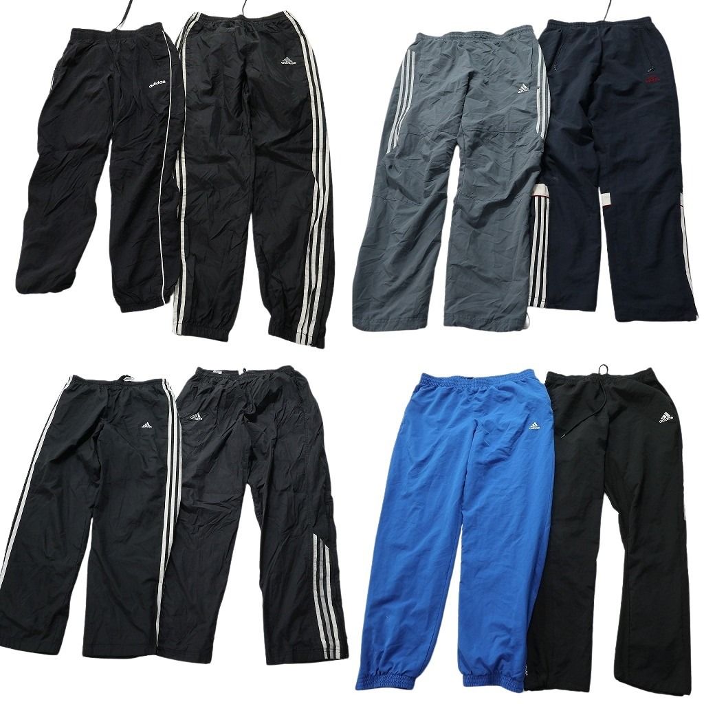 古着卸 まとめ売り アディダス adidas ウインドブレーカー パンツ 8枚セット メンズ Ｍ 90s ワイド 古着 NC0877