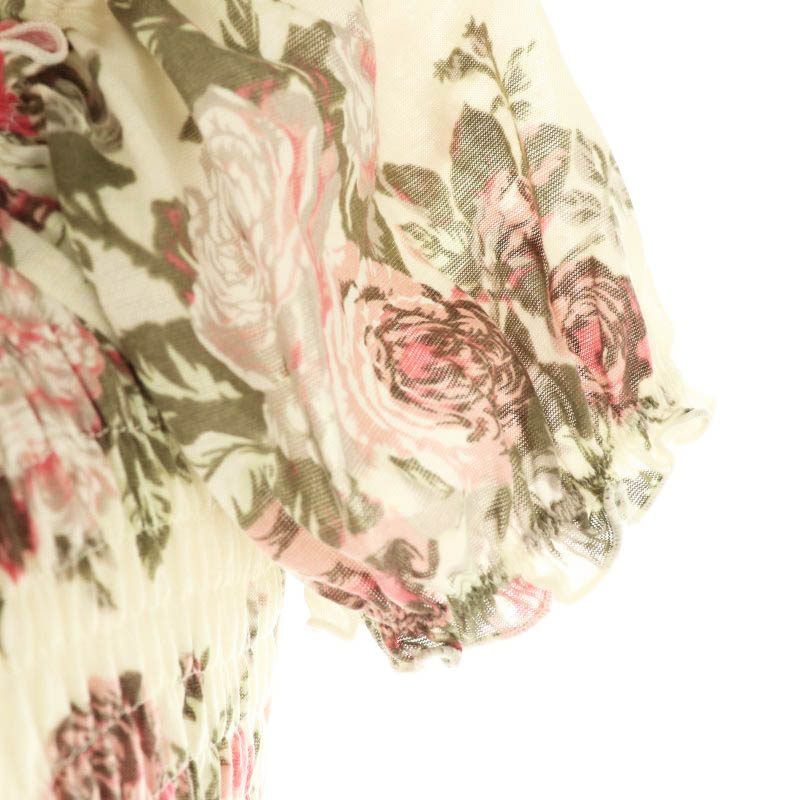 レストローズ L'EST ROSE 花柄 シャーリングワンピース ひざ丈 2