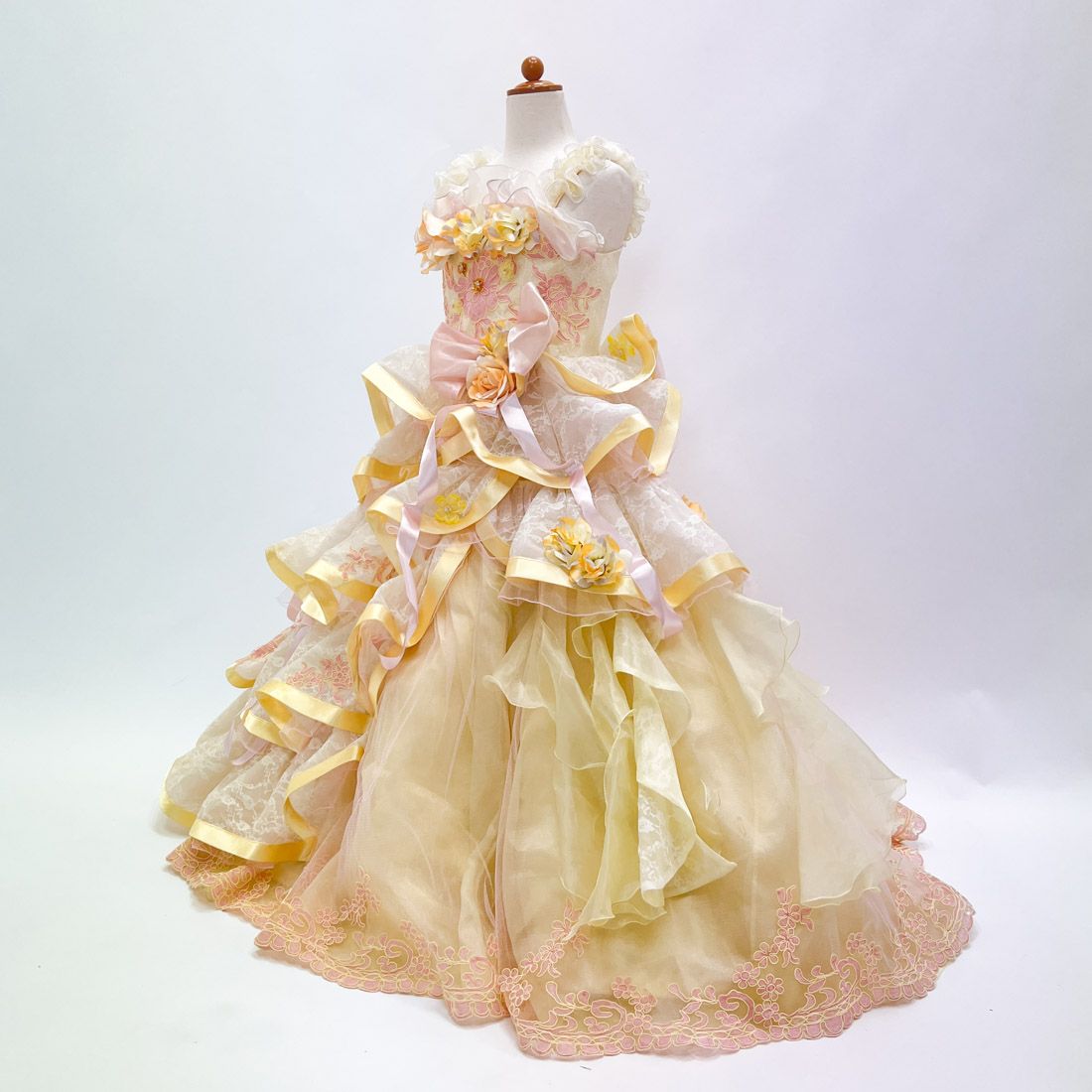 キッズドレス 子供ドレス イエロー系 不明 サイズ7相当 KD-54 WWW_NOITHATQUANGTHANH_NET