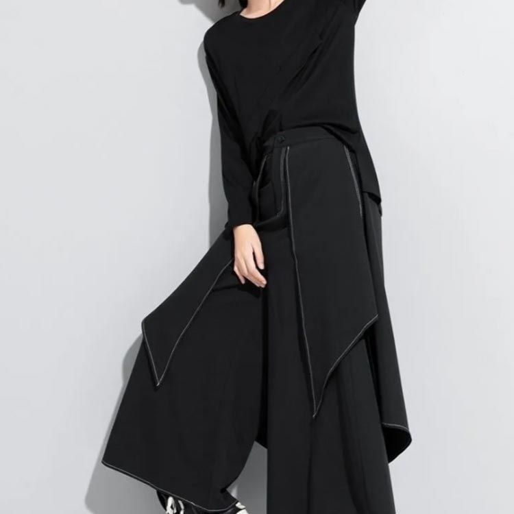 パンツ M アシンメトリー スカーチョ 袴パンツ モード系 袴 ゆったり ハカマパンツ スカート風 ダンス ビッグシルエット ゴシック 変形 個性派 きれいめ サルエルパンツ ヴィジュアル系 大きい cjfj144311