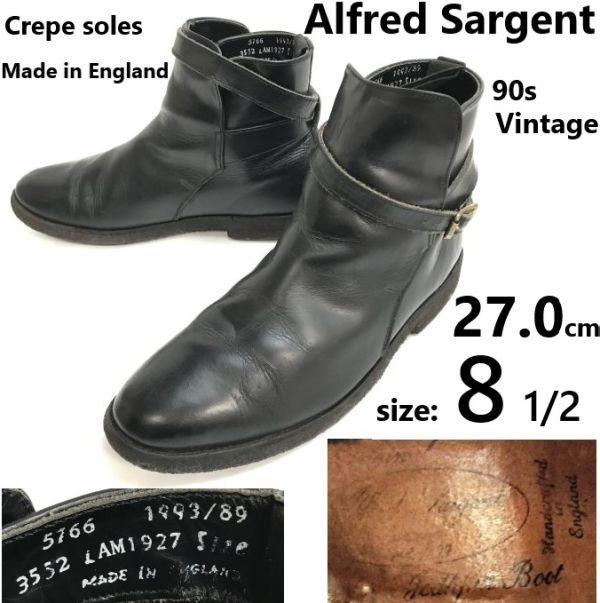 UK 8ハーフ alfred sargent イギリス製 サイドゴアブーツ 黒