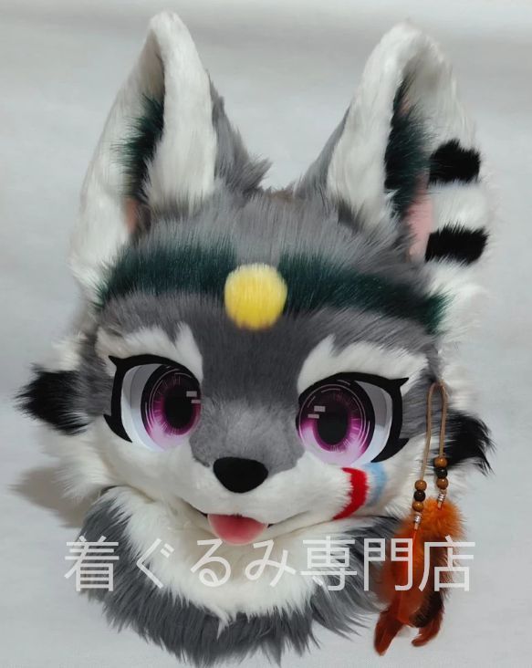 ファースーツ 着ぐるみセット 黒 ケモノ ファースーツ 全頭ヘッド ぬいぐるみ コスプレ コスチューム 一点物