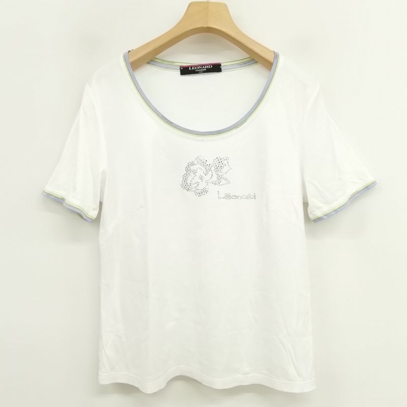 レオナール LEONARD Fashion ラインストーン カットソー Tシャツ