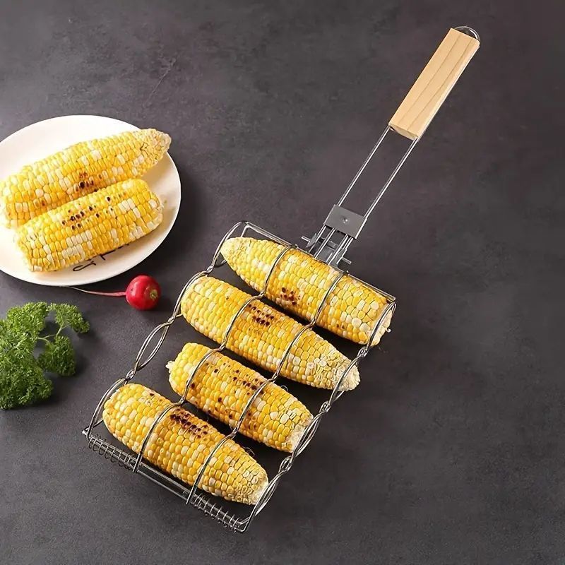 バーベキュー・調理用品 Mike 耐久性抜群！鉄製BBQグリルバスケット - トウモロコシ・魚・野菜