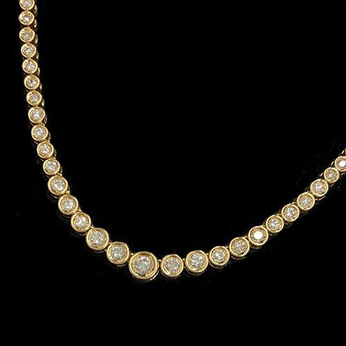 K18YG ダイヤモンド テニスネックレス 3カラット 3ct イエローゴールド 