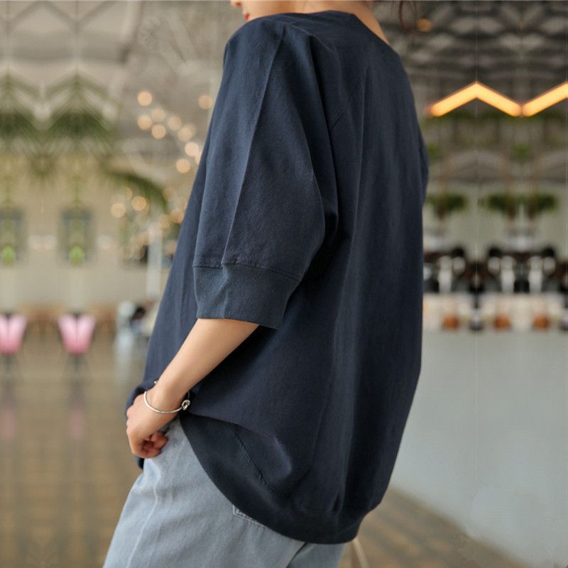 Tシャツ レディース 半袖Tシャツ 重ね着風 涼しいTシャツ カットソー 七分袖Tシャツ 丸首 リネン 綿Tシャツ Tシャツ レディース 半袖Tシャツ 重ね着風 涼しいTシャツ