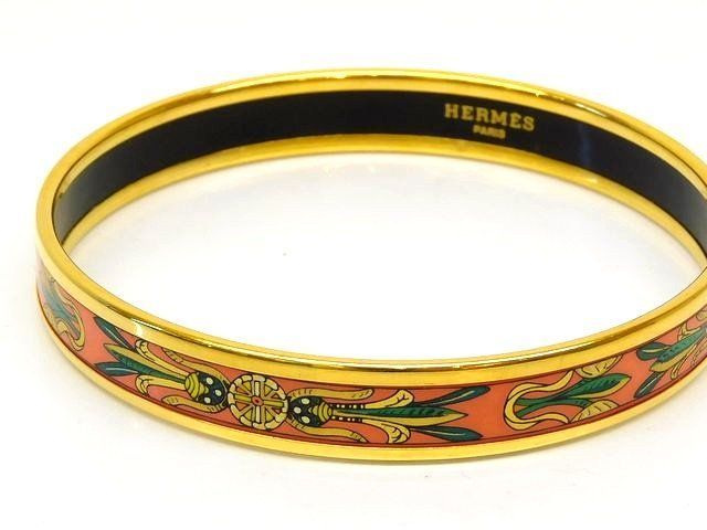 HERMES|エルメス バングル エマイユ PM ゴールド×ピンク系 レディース ブレス □7E