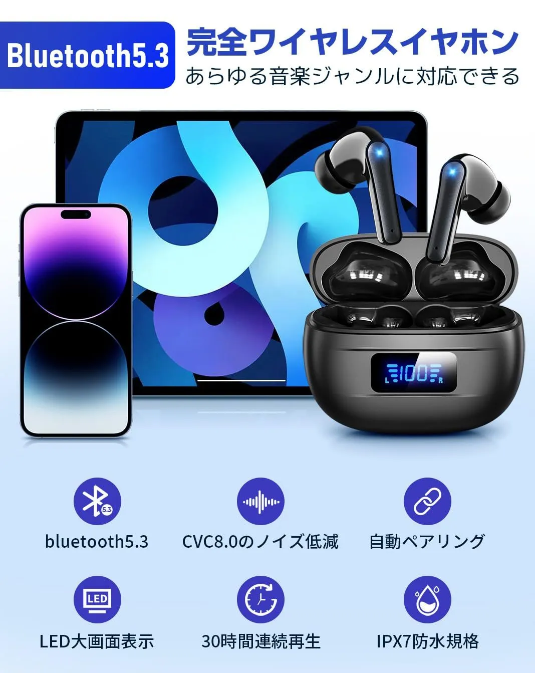 在庫処分】Bluetooth5.3】 【2024新開発ワイヤレスイヤホン