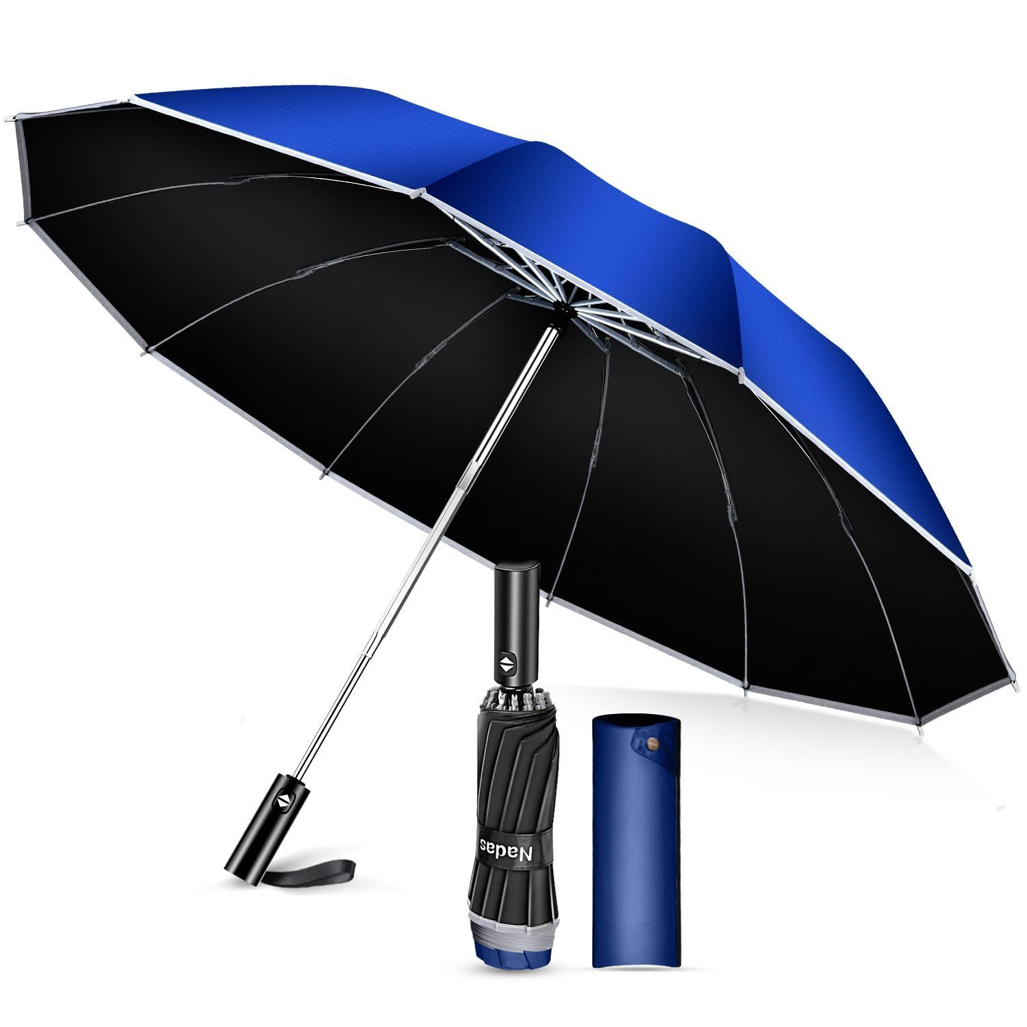 【色: グリーンx ステッチレザーのハンドル】［晴雨兼用傘］梅雨対策 傘 メンズ