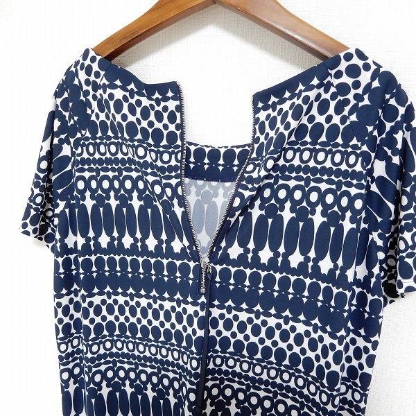 snc レリアン Leilian チュニック 13+ 紺 白 大きいサイズ 半袖 総柄