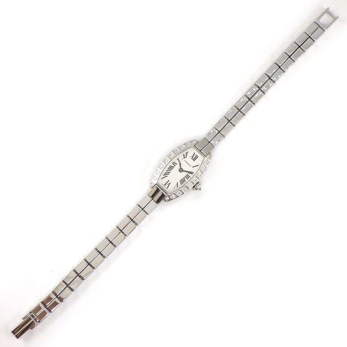 カルティエ Cartier 腕時計 ミニトノーラニエール WJ2004W3 ダイヤベゼル/リュウズ シルバー文字盤 ローマンインデックス K18WG クオーツアナログ 【中古】 カルティエ Cartier 腕時計 ミニトノーラニエール WJ2004W3 ダイヤ