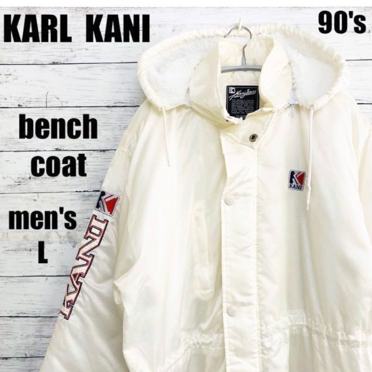 色✓白KARL KANI ストリート ヒップホップ 裏ボア ベンチコート - その他