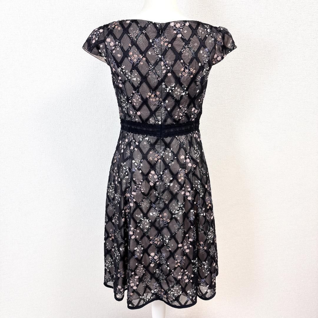 TOCCA 半袖ワンピース 4 ブラック チェック 小花柄