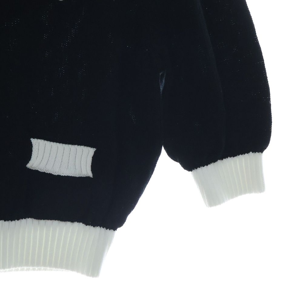 PRADA プラダ ロゴ刺繍 クルーネックセーター ニット ブラック×ホワイト レディース P24I1R S212 1Z05 PRADA (プラダ) ロゴ刺繍 クルーネックセーター ニット ブラック