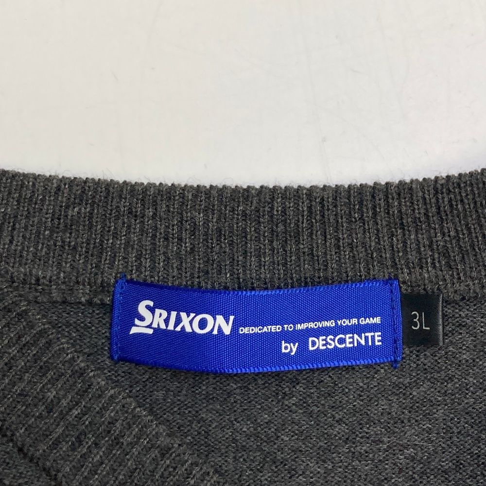 サイズ：3L SRIXON スリクソン  Vネック ニットベスト 総柄 グレー系 [240101498215] ゴルフウェア メンズ ストスト サイズ：3L SRIXON スリクソン Vネック ニットベスト 総柄
