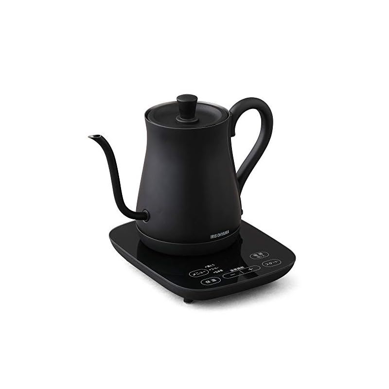 アイリスオーヤマ 電気ケトル ドリップケトル 600ml 9段階温度調節付 保温設定付 沸騰後自動電源OFF ブラック IKE-C600T-B 1