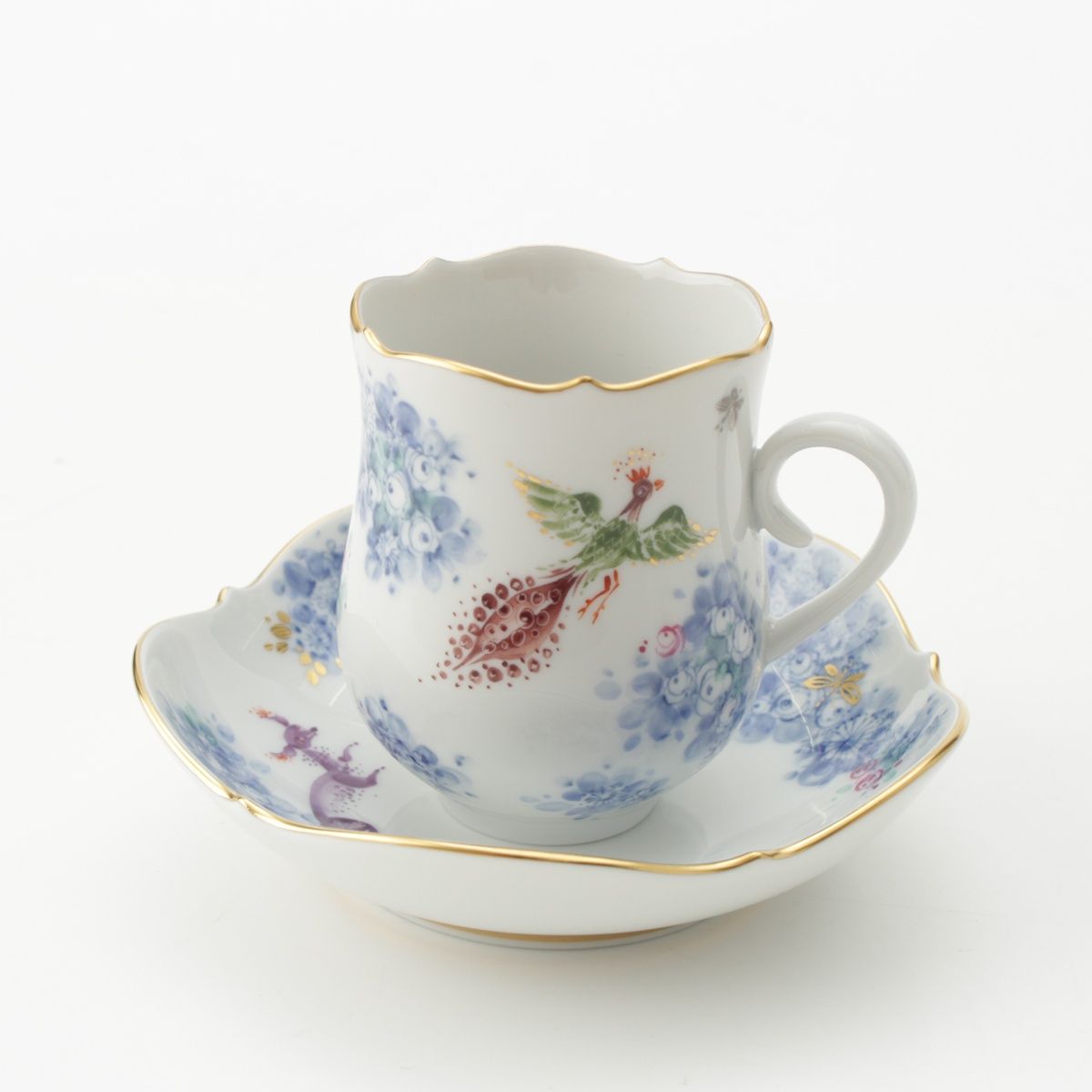 MEISSEN - マイセン ミッドサマーナイトドリーム 真夏の夜の夢 モカ デミタス ティーカップ＆ソーサ― 6客セット 食器 ホワイト【中古】 マイセン ミッドサマーナイトドリーム 真夏の夜の夢 モカ