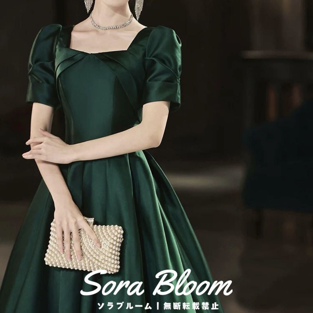 グリーンが美しい シンプルな半袖 イブニングドレス 楽天市場】カラー