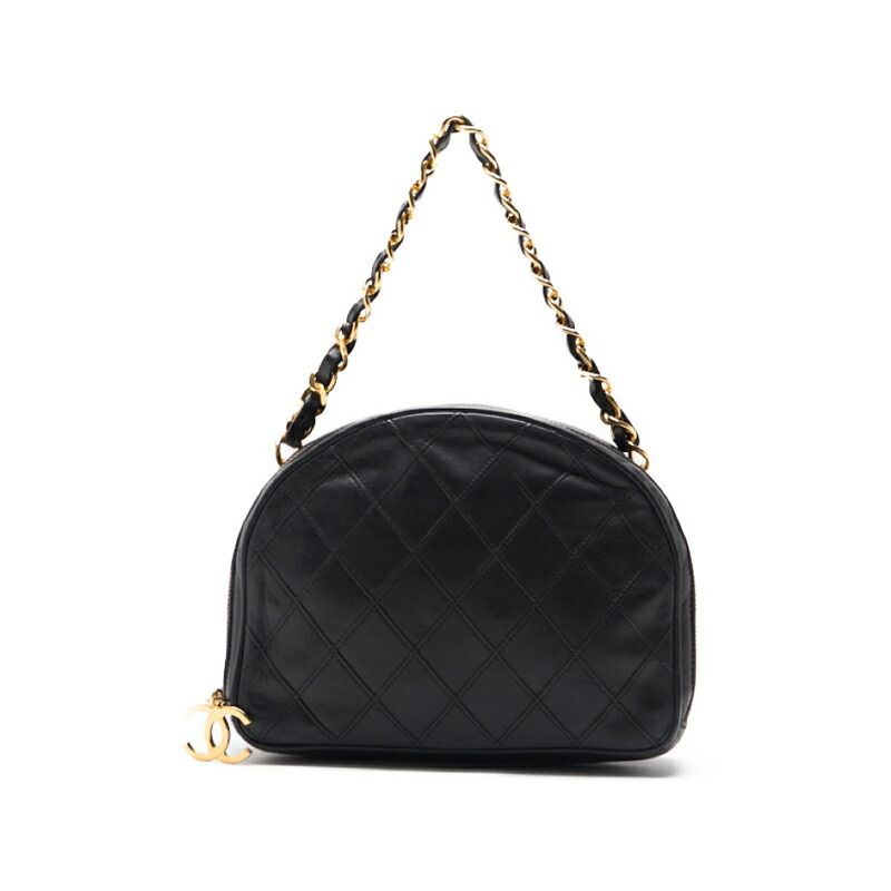CHANEL シャネル ビコローレ ココチャーム付き 扇型 チェーンハンドバッグ ラムスキン 黒（ゴールド金具） ハンドバッグ  レディースバッグ レディースハンドバッグ  ハイブランド【中古】【