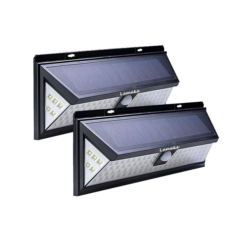 Lamake 超超明るい 4400mAh大容量バッテリー内蔵 センサーライト ABS ソーラー充電 三つ照明モード 明暗センサー 取付簡単 2pack 8W 2個 1