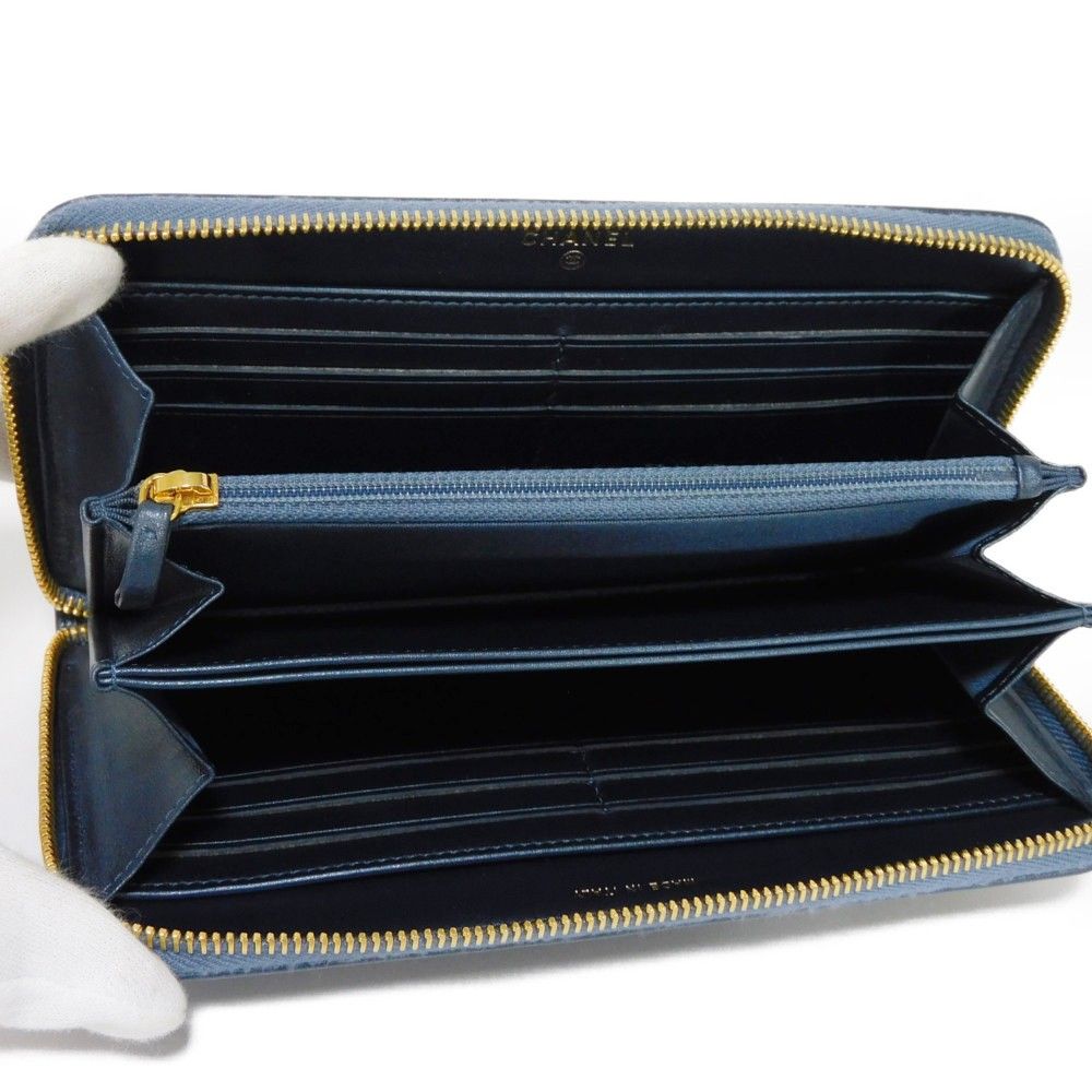 シャネル　ネイビー　長財布　ロゴ　ジップウォレット セール シャネル ネイビー 長財布 ロゴ ジップウォレット シャネル