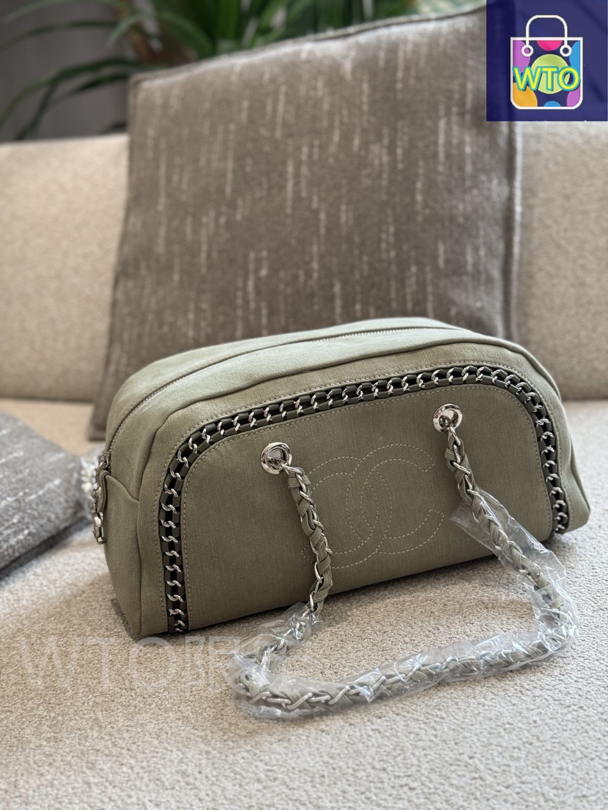 今日 Chanel シャネル ボウリングバッグ オリーブグリーン デニム-WTO輸入2