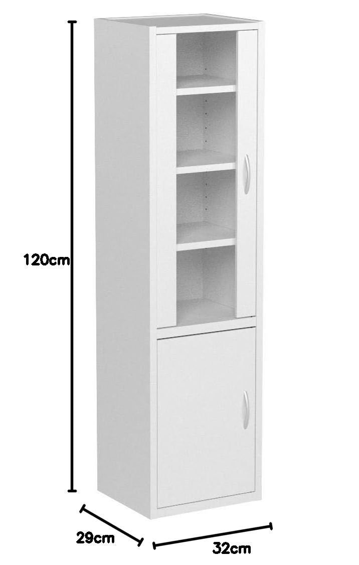 大特価　食器棚 (スリム) 幅32㎝ (ハイタイプ) 高さ120×奥行29㎝ [山善] (扉が左右付け替えられる/棚板高さ調節) 一人暮らし 組立品 ホワイト CCB-1230(WH)