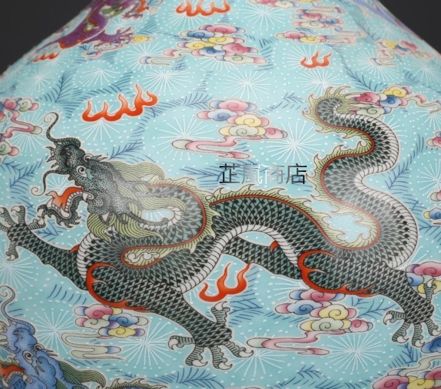 琺瑯彩竜紋帯夜光賞瓶 景徳鎮 陶磁器 現代工芸品 美術品 装飾品 置物 琺瑯彩竜紋帯夜光賞瓶 景徳鎮 陶磁器 現代工芸品 美術品 装飾品