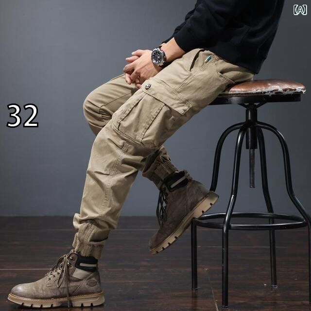 [32]メンズ 男性用 ファッション オシャレ シンプル 大人 かっこいい ストリート ヒップホップ HipHop 春秋 ゆったり 韓国ファッション ミリタリー 夏 カジュアル ロング パンツ
