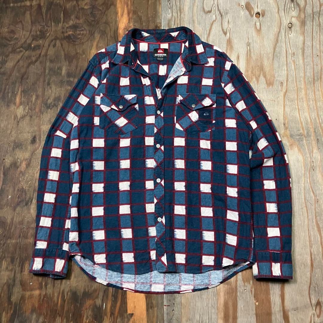 【流通ほぼなし！】激レア クイックシルバー ヴィンテージ フランネルシャツ L QUIK SILVER クイックシルバー プリントネル フランネルシャツ
