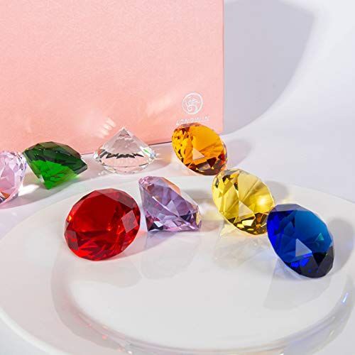 八色 八個 多色透明 水晶 ダイヤモンド ペーパーウェイト ガラス 家の