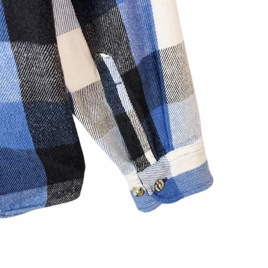 80s90sフィールドアンドストリームField&Stream長袖シャツジャケットフランネルシャツゴツネル裏地キルティング中綿チェック青ブルー