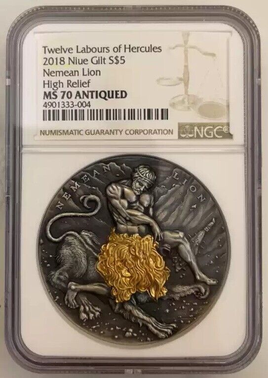 NGC MS70 Niue 2018 Nemean Lion TWELVE LABOURS OF HERCULES Silver Coin 2oz