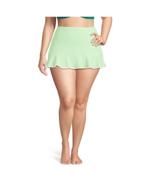 送料無料 ランズエンド レディース スカート ボトムス Women s Pique Ruffle Hem Mini Swim Skirt Icy mint|white