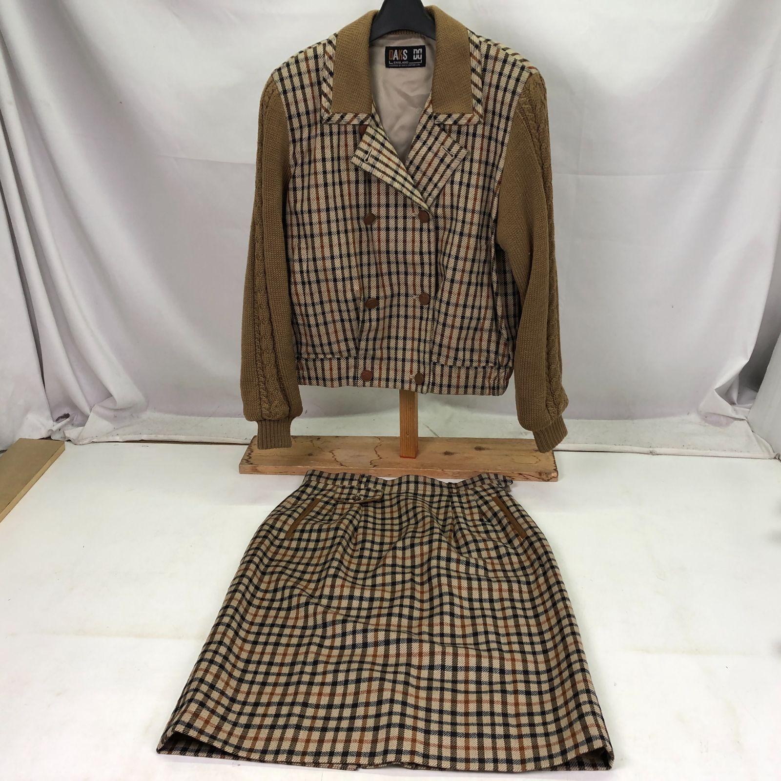 01m197 DAKS ダックス ニット切替チェック ジャケット＆スカート  