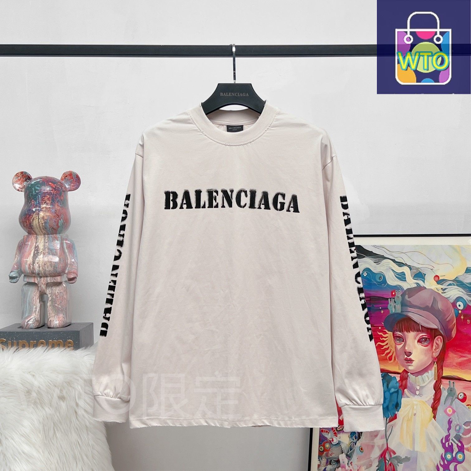 BALENCIAGA サーファーロングスリーブTシャツ グレー 人気 本日限定特価】BALENCIAGA メンズ＆レディース ロングスリーブ T