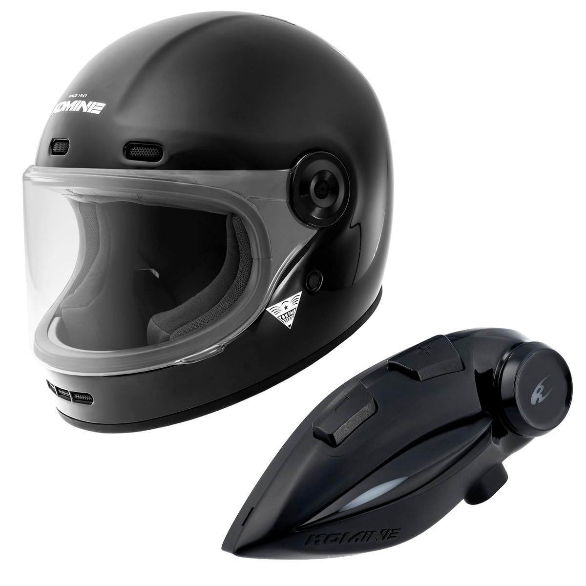商品コミネKOMINE HK-190 ネオレトロフルフェイスヘルメット KK-902 モーターサイクルインターカム Gloss Black XL