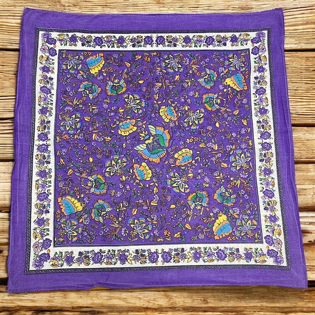 バンダナ 紫 花柄 ビンテージ VINTAGE ヴィンテージ 古着 小物