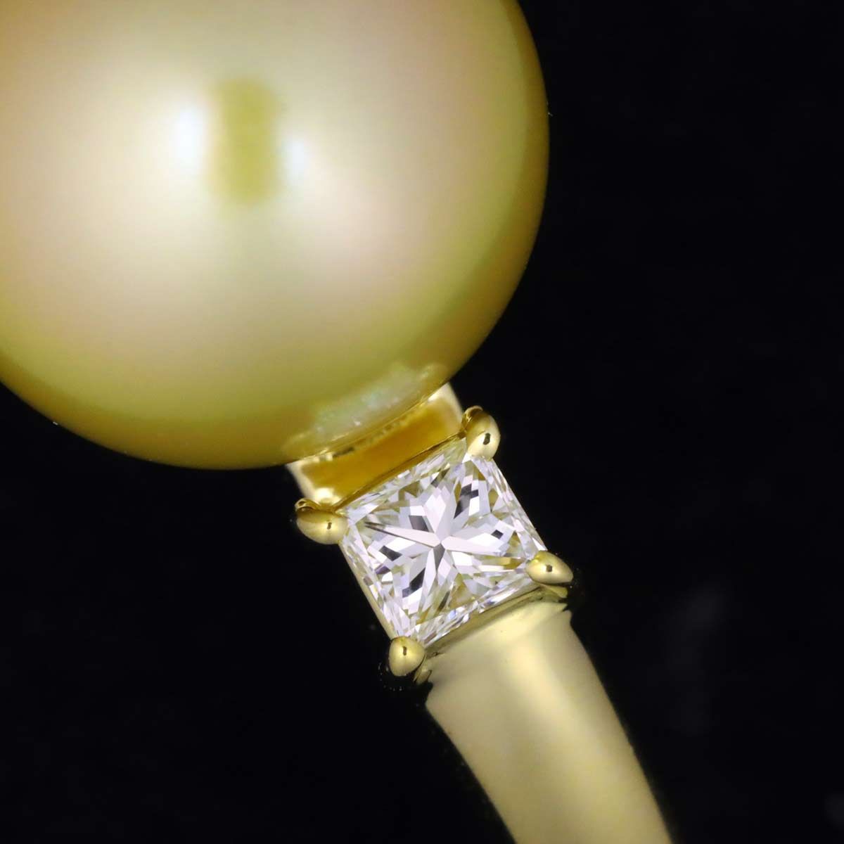 タサキ TASAKI 10.5号 リング 白蝶真珠 10.6mm ダイヤ 0.27ct K18 YG  