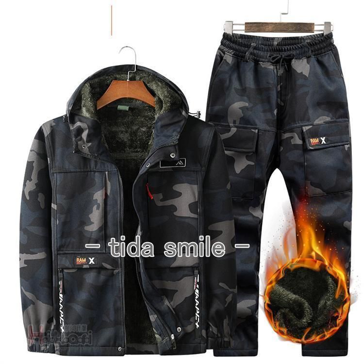セットアップ 上下セット メンズ 迷彩服上下 裏起毛 防寒着 アウター マウンテンパーカー ウインドブレーカー 登山服 LLC-HASEGAWATOSO_COM